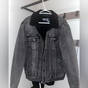 Black grey jean jacket with warm interior